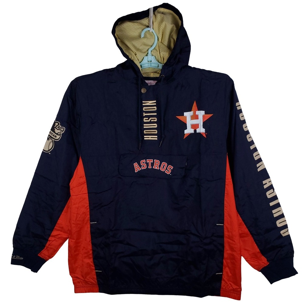 Houston Astros Mitchell & Ness‎ MLB Large Windbreaker Embroidery Logos Navy NWT